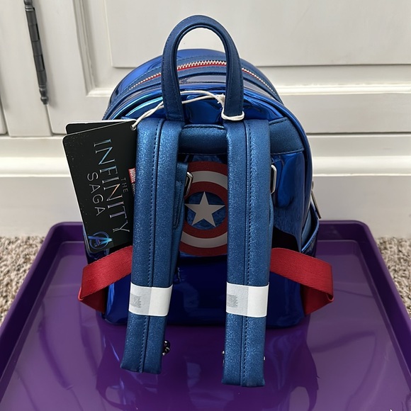 Loungefly Marvel Shine Captain America Mini Backpack - Picture 2 of 2
